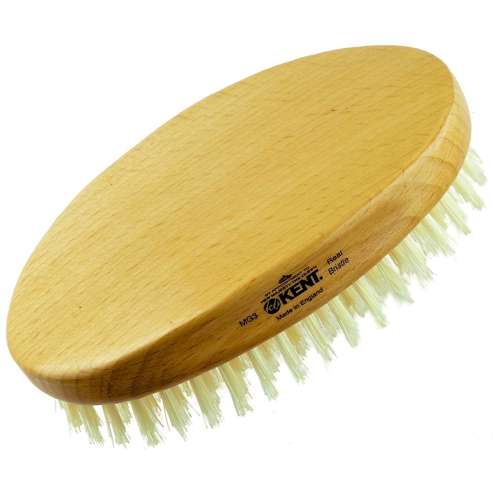 Kent MG3 Finest hair brush front view with natural boar bristles