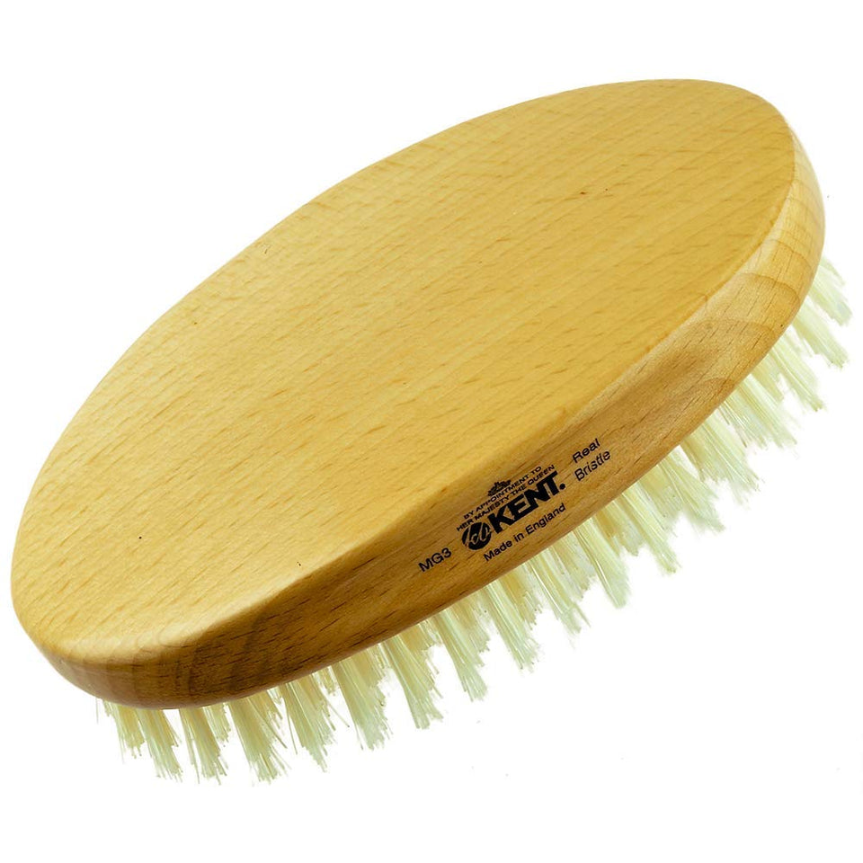 Kent MG3 Finest hair brush front view with natural boar bristles