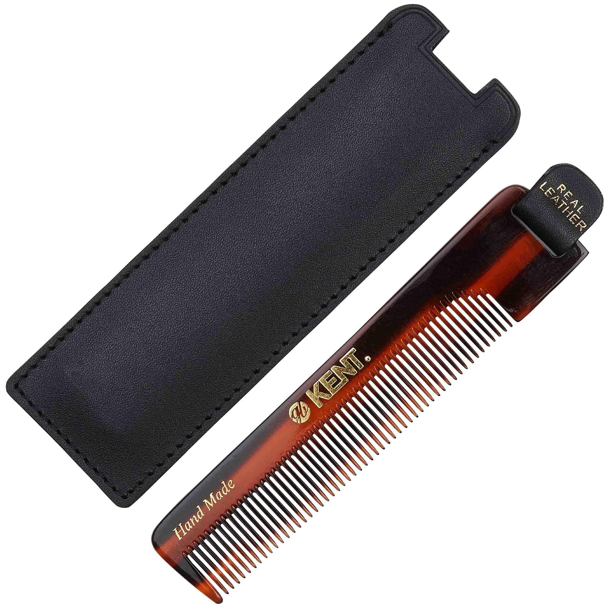 Kent NU22 pocket comb with tortoise-shell finish for on-the-go grooming.