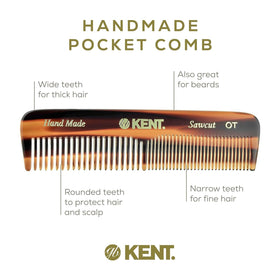 Kent OT Pocket Comb features a hand-polished finish for soft, rounded teeth