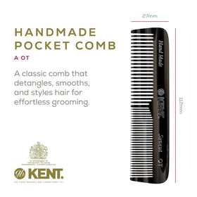 Kent OT Pocket Comb is handmade and saw-cut for precise, snag-free grooming