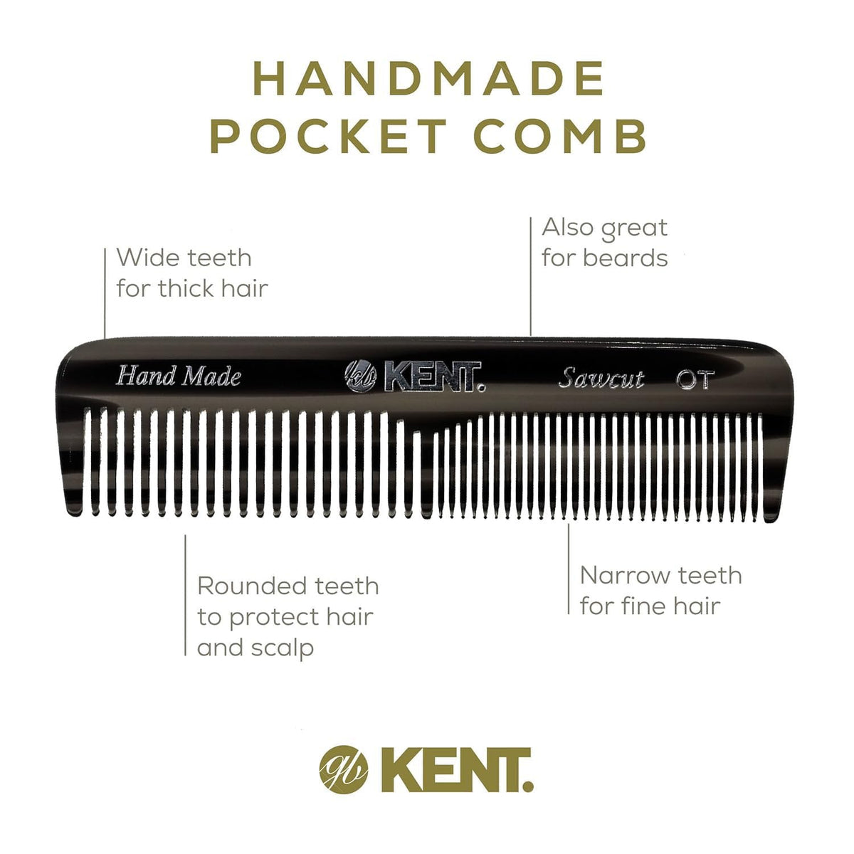 Kent OT Pocket Comb is compact and travel-ready for on-the-go grooming