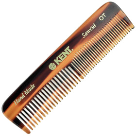 Kent OT Tortoise pocket comb with saw-cut teeth for gentle styling