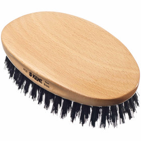 Kent PF22 oval black military brush with boar and nylon bristles for palm-size grooming.