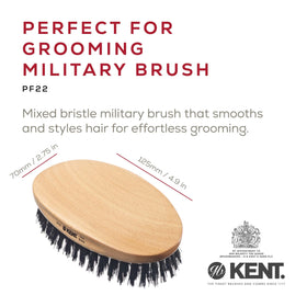 Compact Kent PF22 brush with beechwood base for hair and beard care on the go.