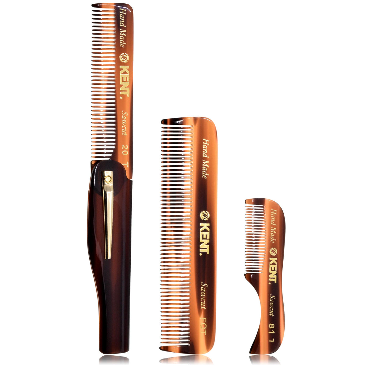 Kent Set folding pocket comb open for travel grooming.