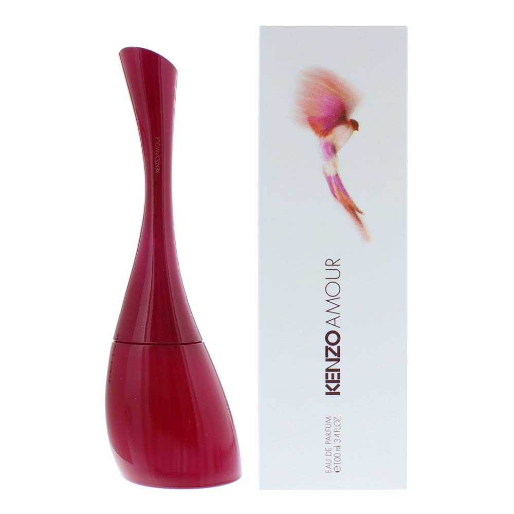 Kenzo Amour bottle close-up showing cherry blossom and vanilla notes.