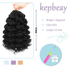 KEPBEAY Ocean Wave crochet hair 12in natural look with rich curls