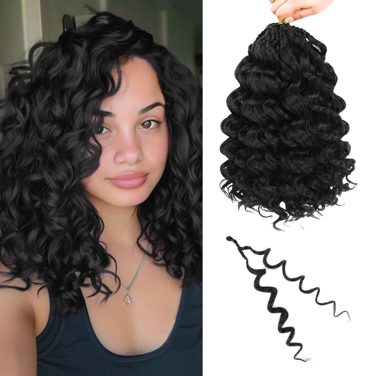 KEPBEAY Ocean Wave crochet hair 12in pack8 prelooped top for faster installation
