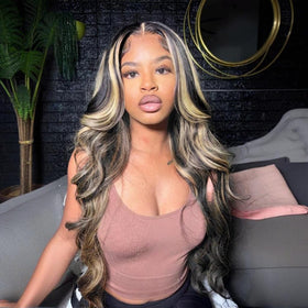 Kephare FB/27 highlight balayage lace front wig in ash blonde 28in for natural fullness
