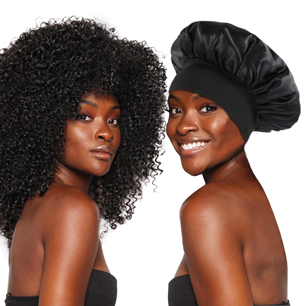 KEPUWAY silk bonnet with wide elastic band ensures comfortable sleep with no headaches
