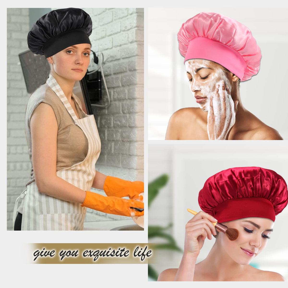 KEPUWAY satin fabric bonnet feels soft and skin-friendly for peaceful nights