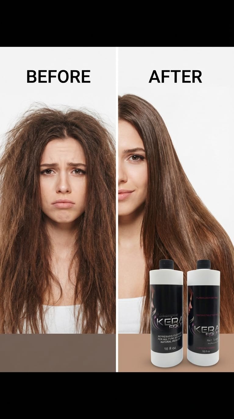 Kera Fruit Hair Surgery frizz-control feature highlights smoother, more manageable hair.
