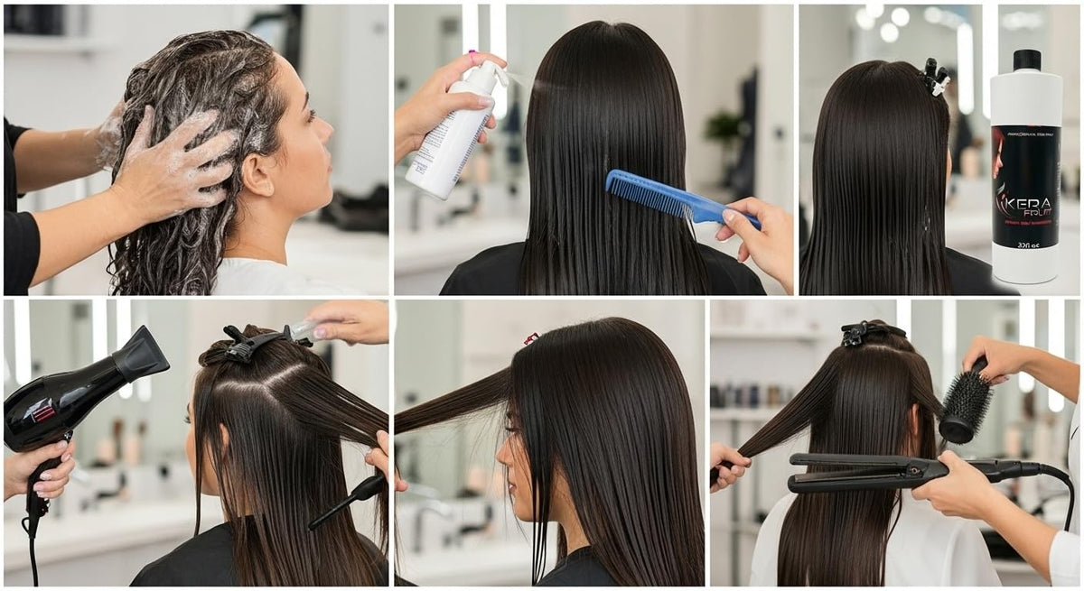 Kera Fruit Hair Surgery section application illustrates precise layering for best nutrient sealing.