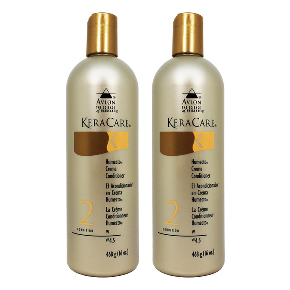 Keracare Humecto Creme Conditioner pack of 2 bottles for hydration and detangling.