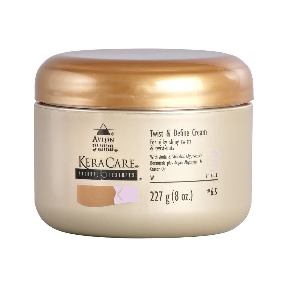 KeraCare Natural Textures Twist and Define Cream bottle for smooth, defined twists.