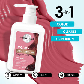 KERACOLOR 3-in-1 cleanse condition color in action on brunette hair.