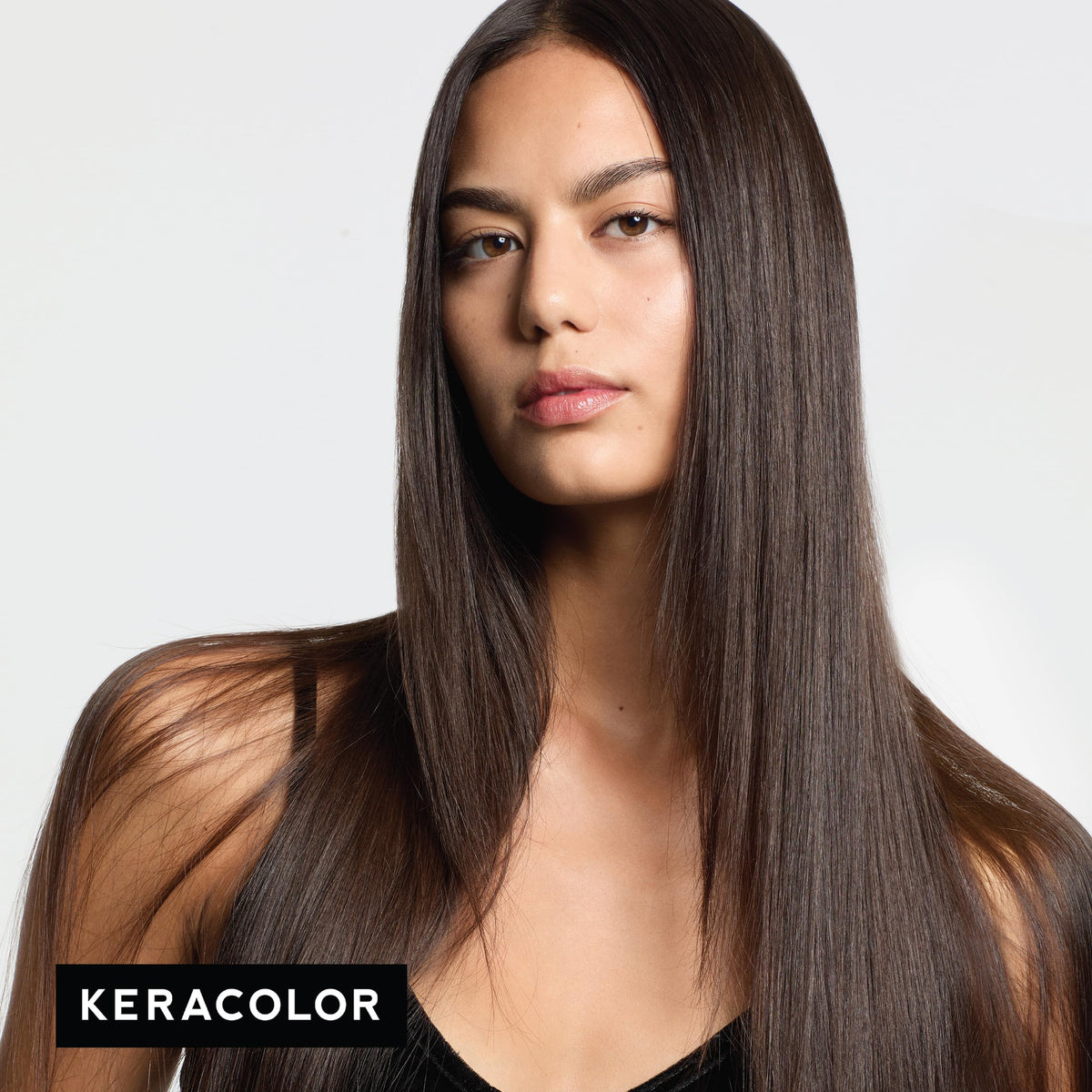 Keracolor Espresso close-up shows rich espresso shade on hair.