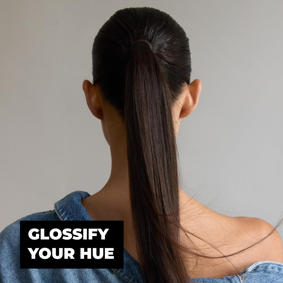 Hair after applying Keracolor High Shine Clear Hair Gloss with reflective shine.