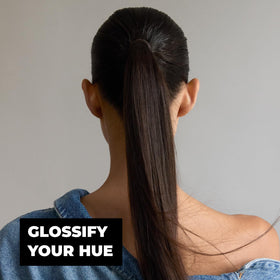 Hair after applying Keracolor High Shine Clear Hair Gloss with reflective shine.