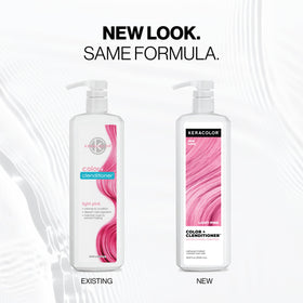 Keracolor Light Pink Clenditioner pour showing even color deposit on hair.
