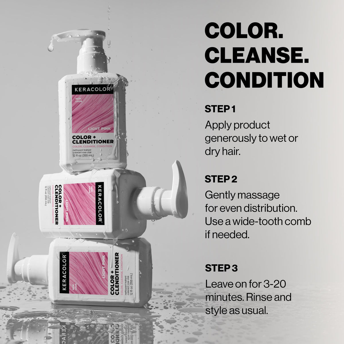 Keracolor Light Pink glossy hair finish after treatment.