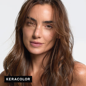 Wet hair during Keracolor Mocha application for bold results