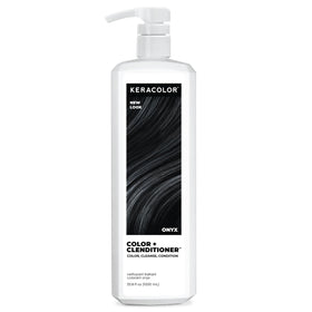 Keracolor ONYX bottle pour demonstrating color deposit for at home refresh.