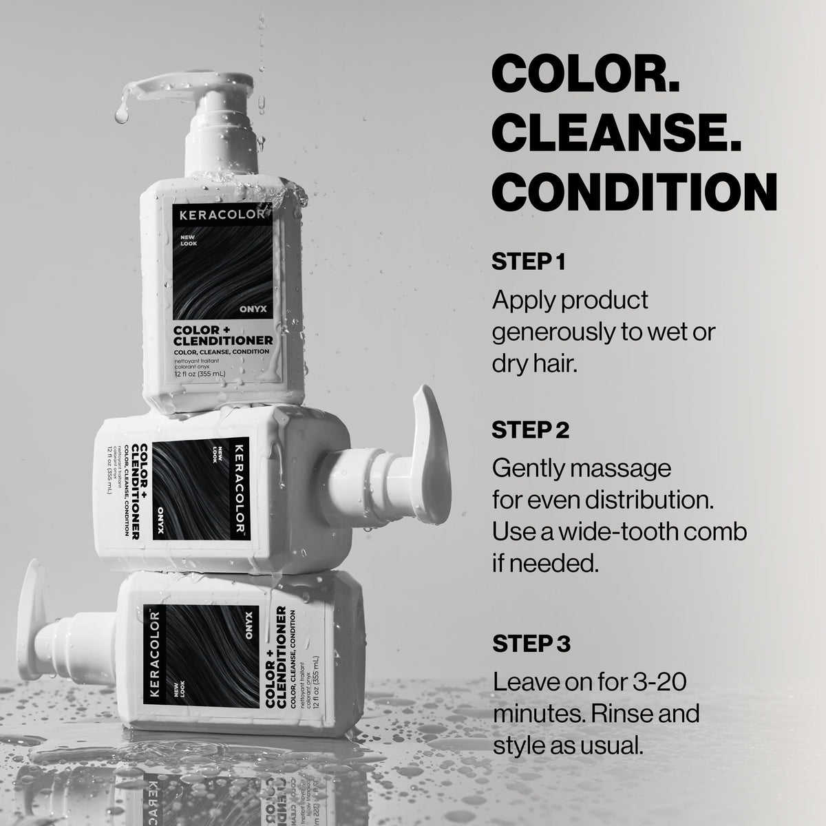 Enriched with keratin and oils to support hair health.