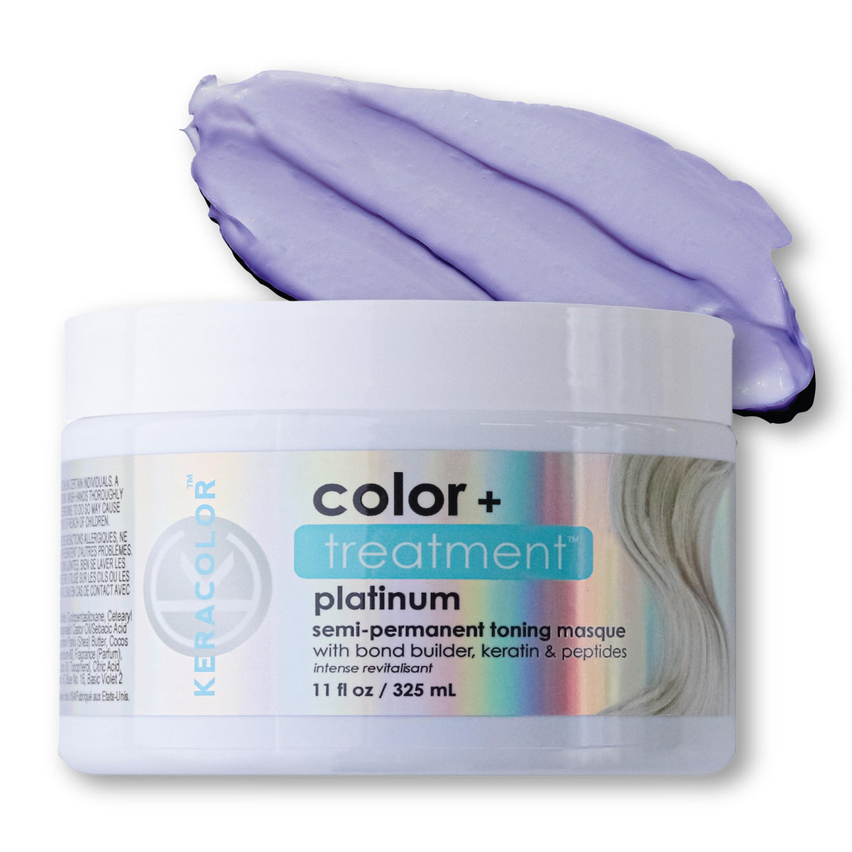 KERACOLOR Platinum bottle pour demonstrates easy color application and hydration.