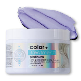 KERACOLOR Platinum bottle pour demonstrates easy color application and hydration.