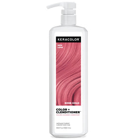 Keracolor Rose Gold bottle showing vibrant color deposit for at-home styling