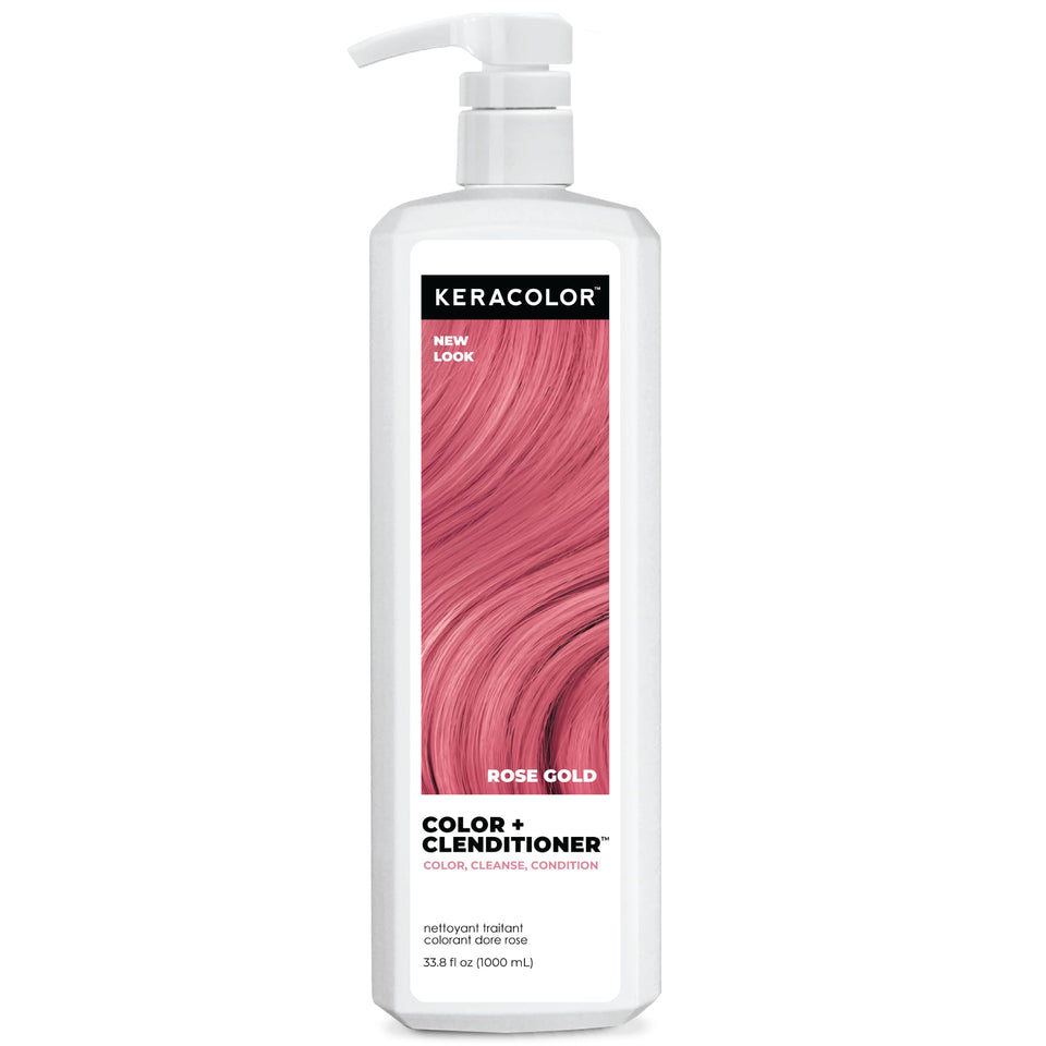 Keracolor Rose Gold bottle showing vibrant color deposit for at-home styling