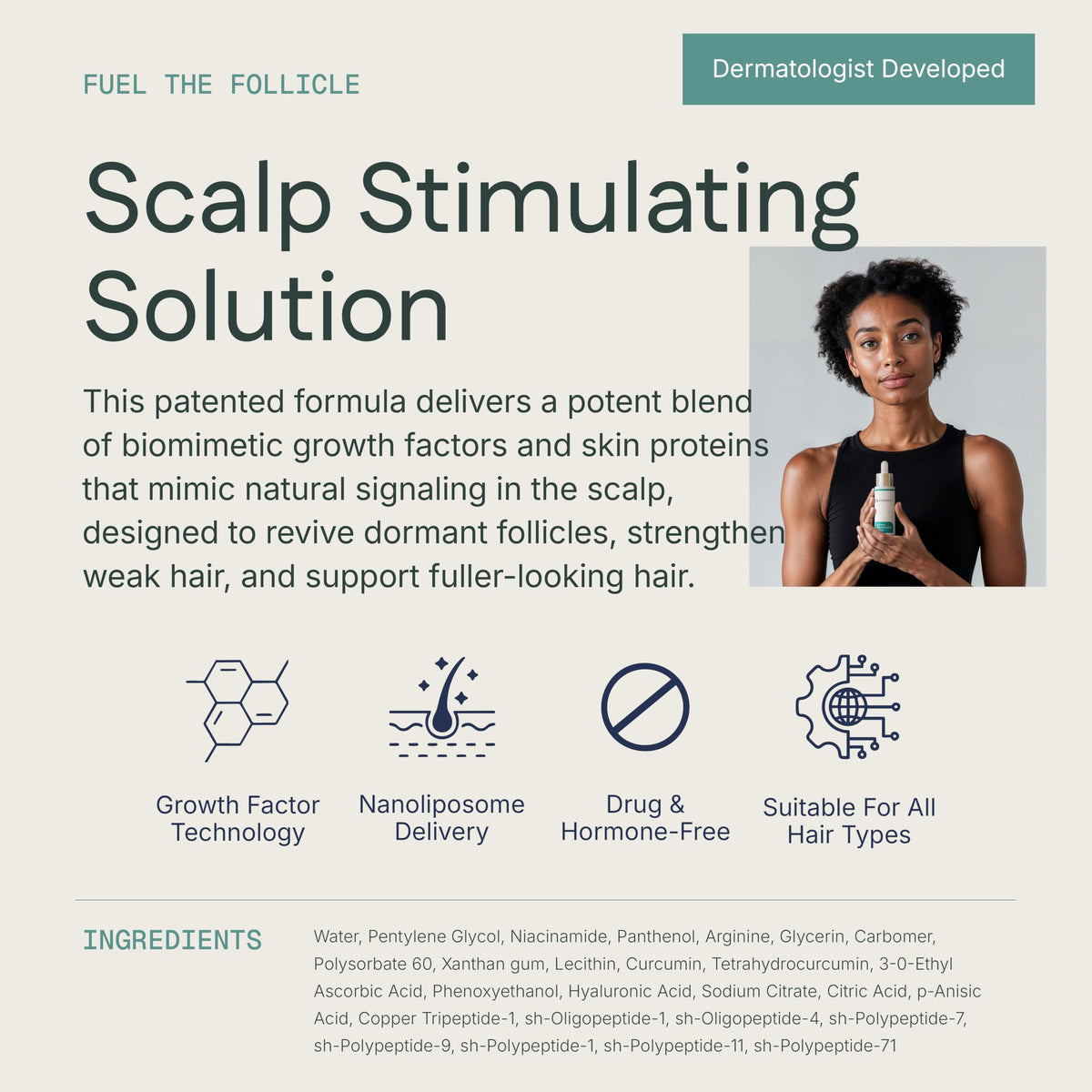 KeraFactor precision dropper enables targeted, mess-free scalp treatment.