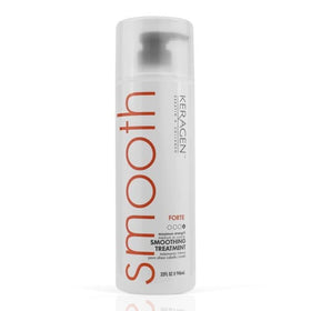 KERAGEN FORTE bottle label close-up highlighting the professional smoothing formula
