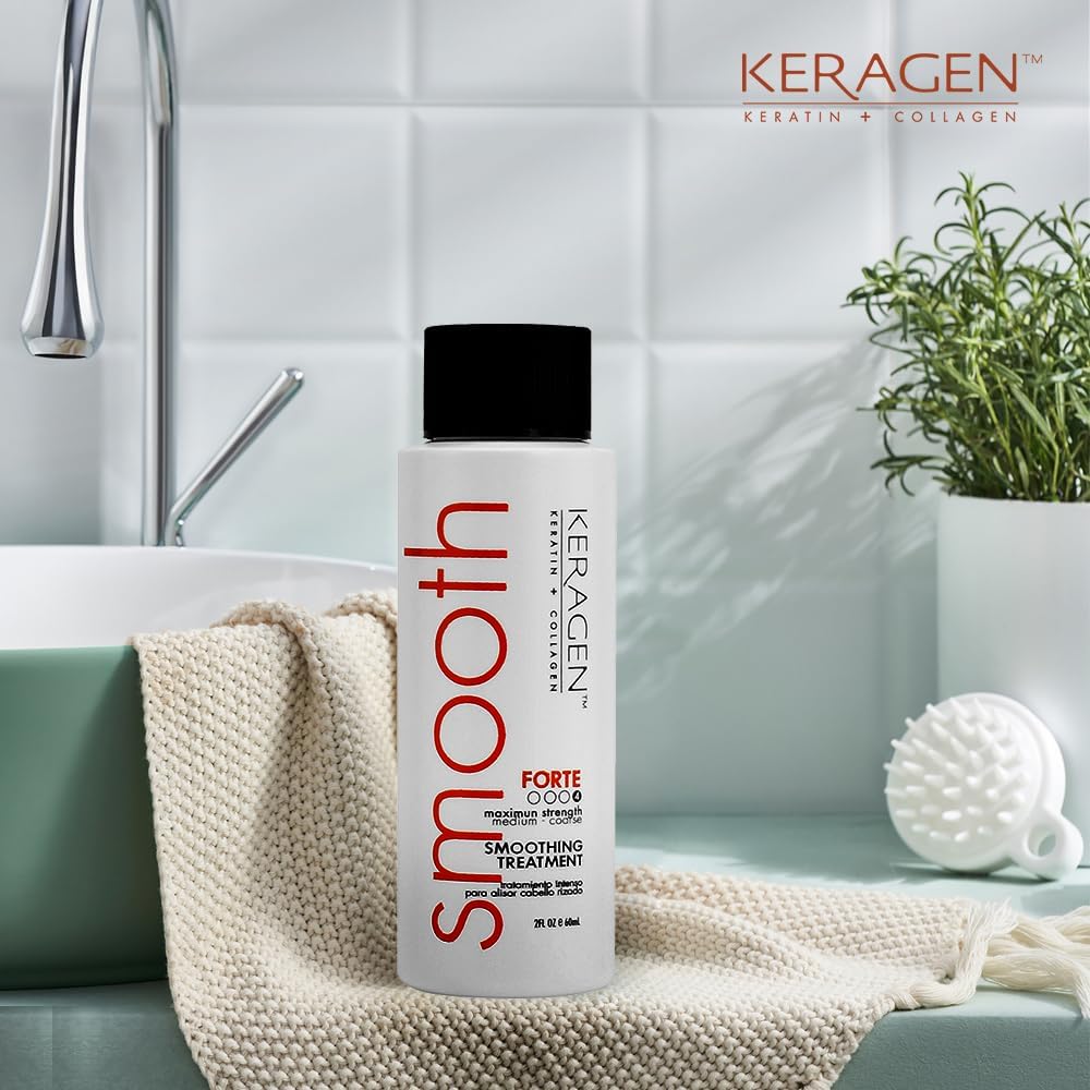 KERAGEN Forte in-process hair after application with a smooth, glossy finish