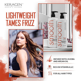 KERAGEN hair care shower routine scene captures deep conditioning for resilient, vibrant hair