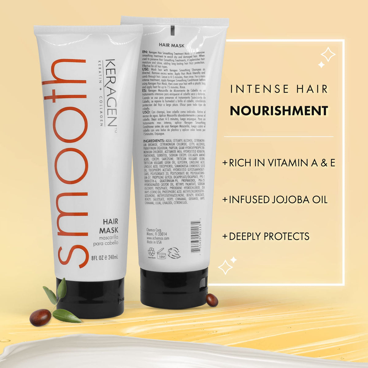 KERAGEN Hair Mask finished hair with sleek glossy look after use