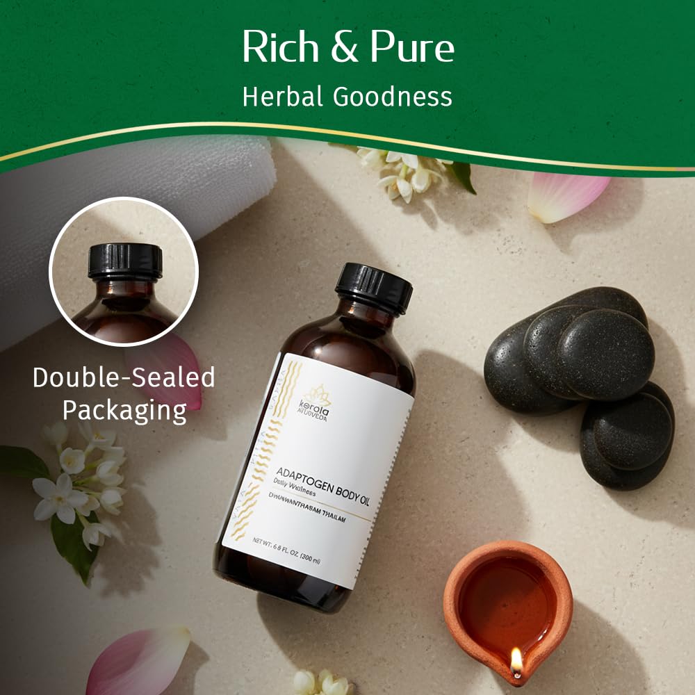 Abhyanga routine with Kerala Ayurveda Dhanwantharam Thailam for balanced days.