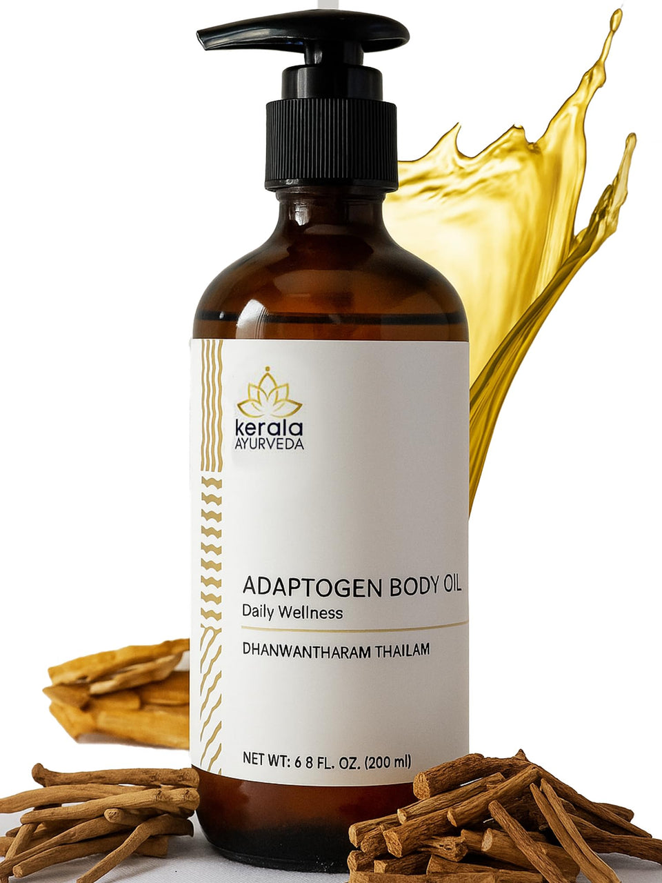 Kerala Ayurveda Dhanwantharam Thailam bottle for daily self-massage and skin nourishment.