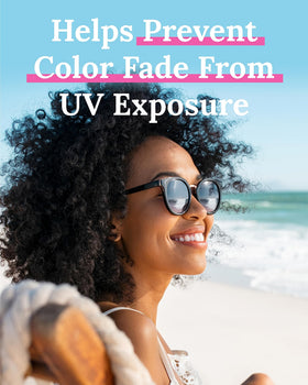 Keranique Color Boost Shampoo box conveys fade-defying potential under UV exposure.