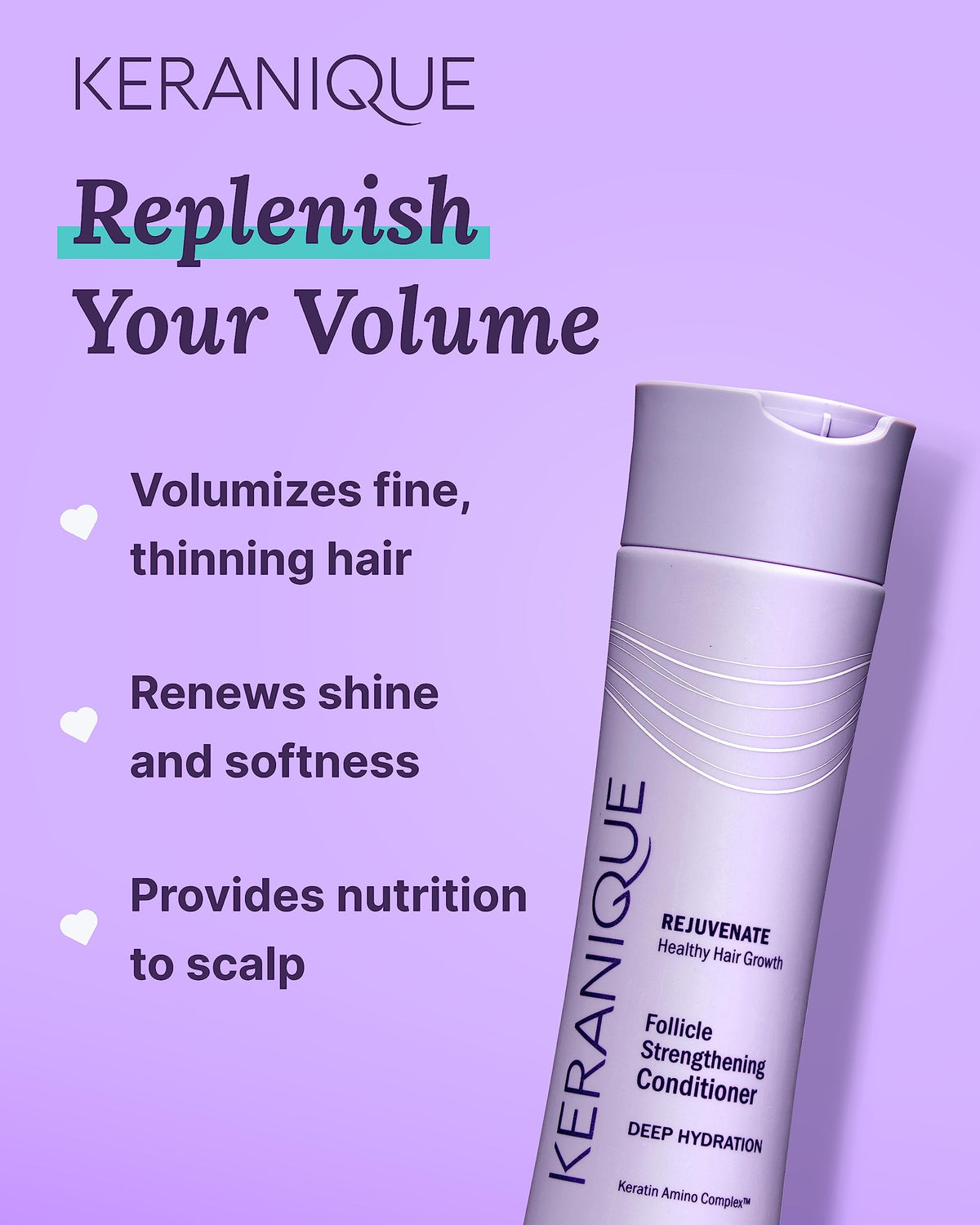 After use, Keranique hair shows soft shine and light volume.