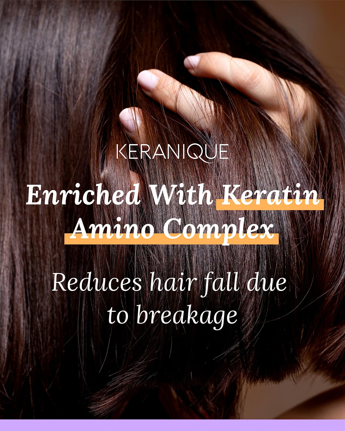 Keranique hair texture closeup reveals added volume and lift.