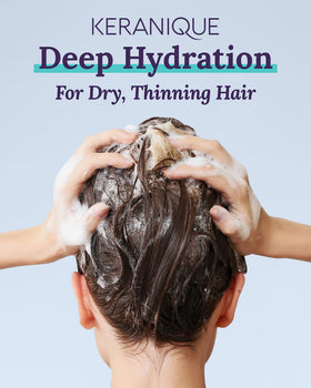 Keranique Keratin Conditioner pump application demonstrates easy daily use.