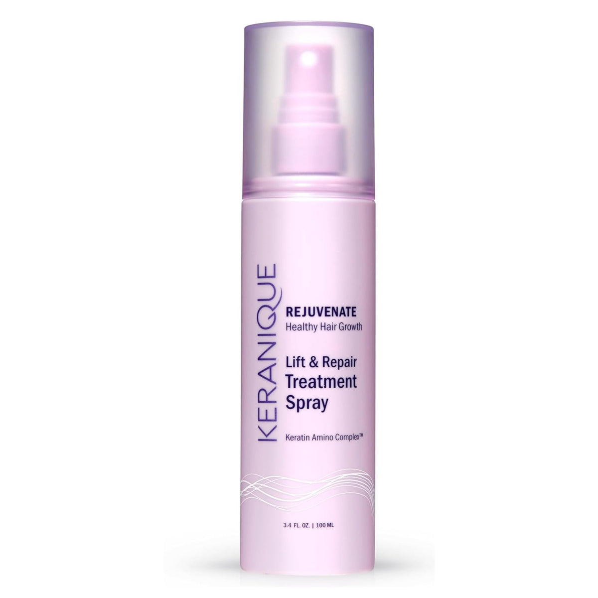 Keranique Lift & Repair Spray bottle closeup for instant lift and volume.
