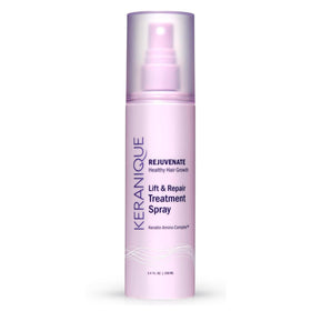 Keranique Lift & Repair Spray bottle closeup for instant lift and volume.