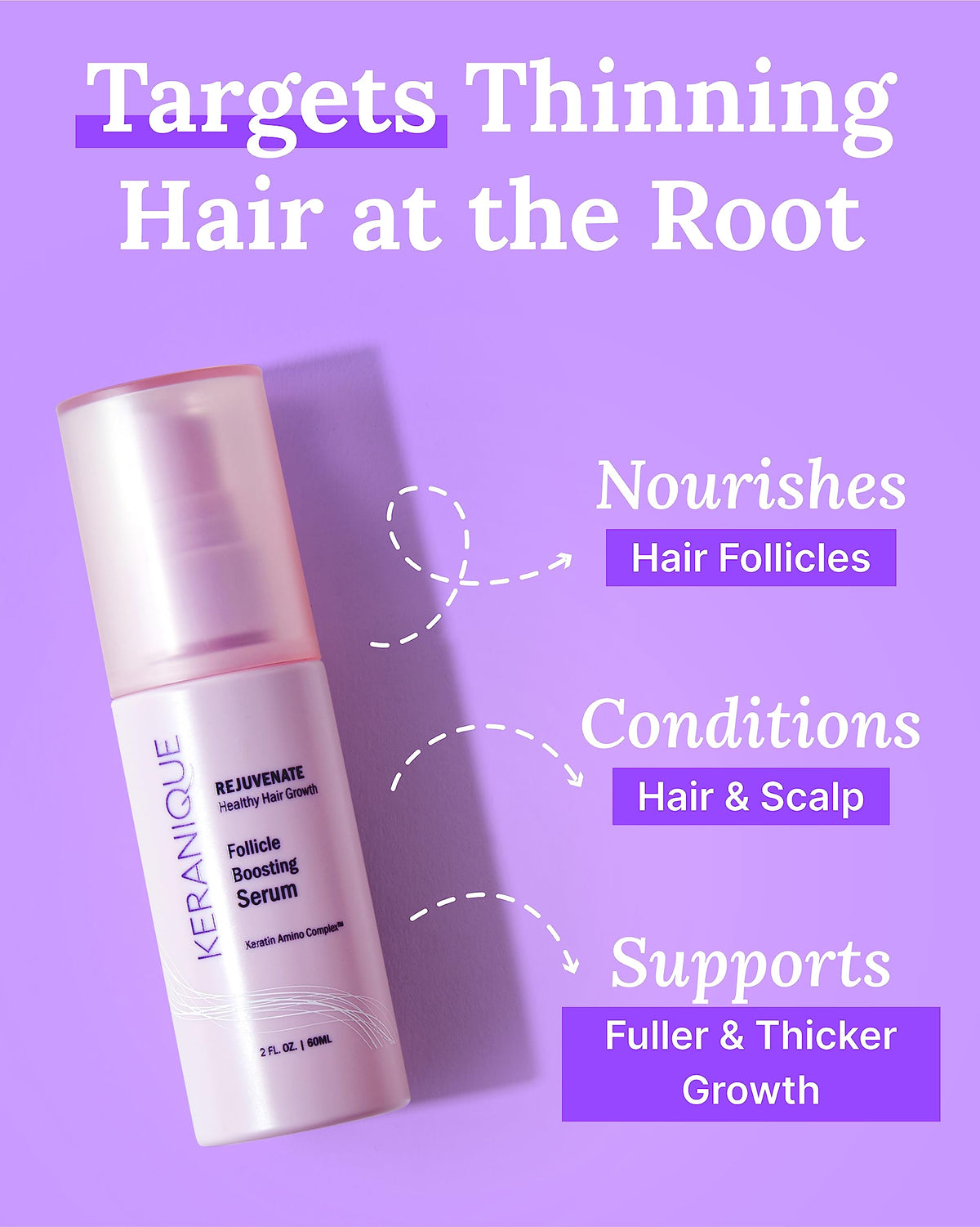 Keranique scalp care massage action demonstrating soothing follicle care