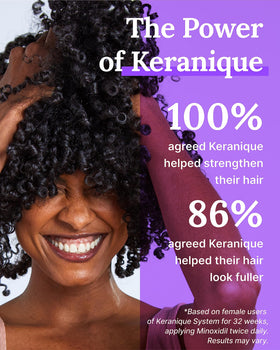 Keranique silky-fuller-hair-shine showing smooth, glossy finish after use