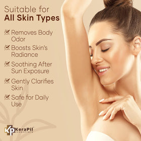 KERAPIL exfoliating body wash close-up shows improved skin texture.