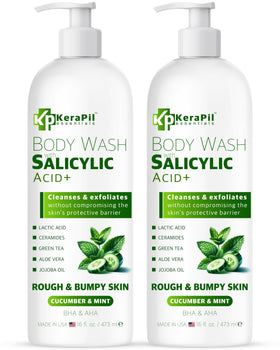 KERAPIL exfoliating body wash packaging side view highlights value pack 16 fl oz x 2